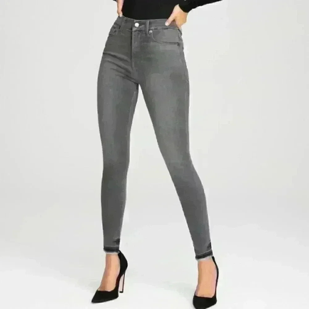 𝅺good American Good Legs Crop Raw Edge | Black071 Size 0/25